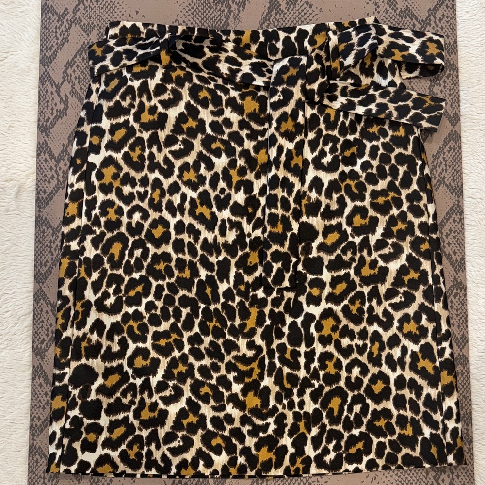 J. Crew Leopard Print Tie-Waist Mini Skirt - Black, White & Mustard